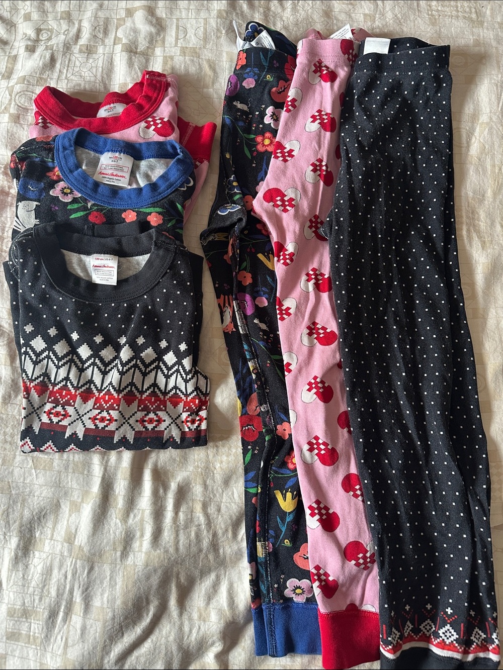 Hanna Andersson Black & Pink Heart and Fair Isle Kids Pajama Set
